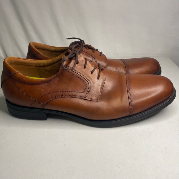 Florsheim Brown Oxford Mens Dress Shoes Leather Comfort Tie 14EEE Wide Office - Picture 4 of 16